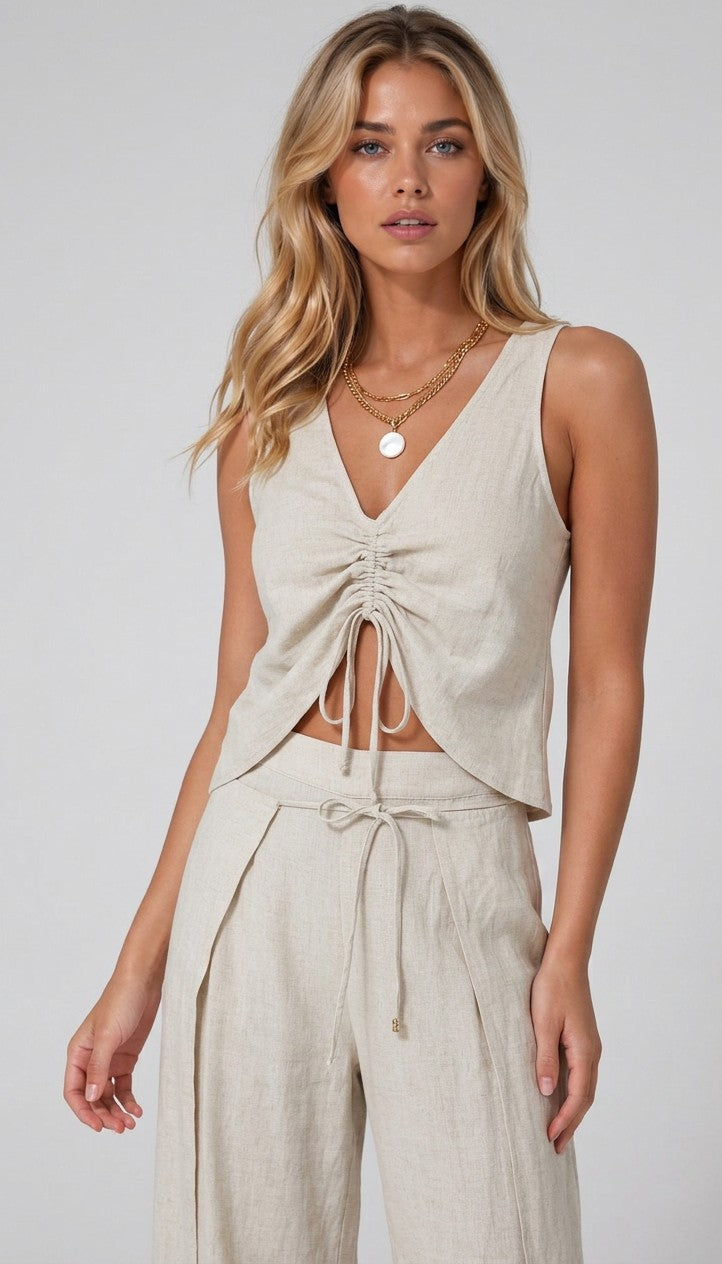 Women's Breathable Linen Blend Tank Top | Stylish Cropped Summer Top 1