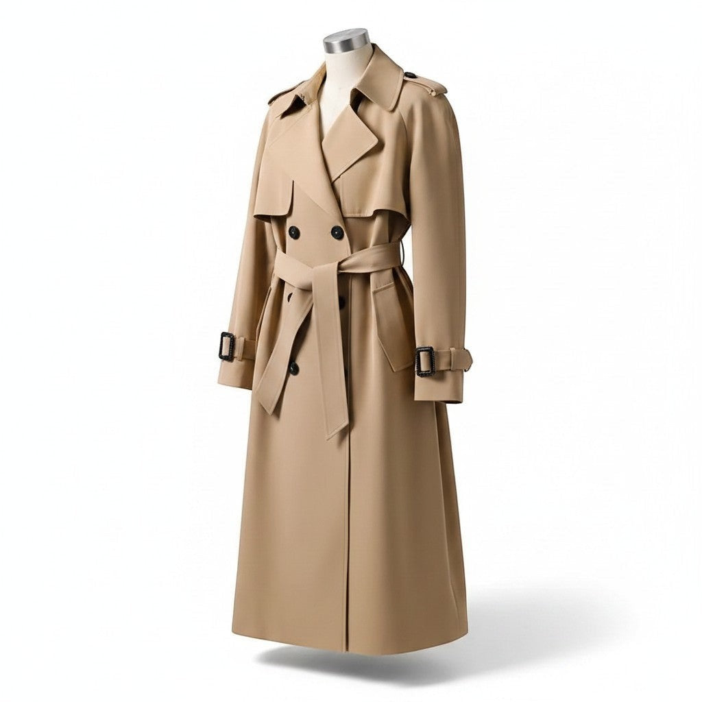 Women's Classic Cotton Blend Trench Coat | Elegant Double-Breasted Outerwear 1