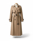 Women's Classic Cotton Blend Trench Coat | Elegant Double-Breasted Outerwear 2