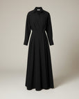 Elegant | Women's Black Dress with Collared Neckline | A-Line Midi Dress for Effortless Style 6