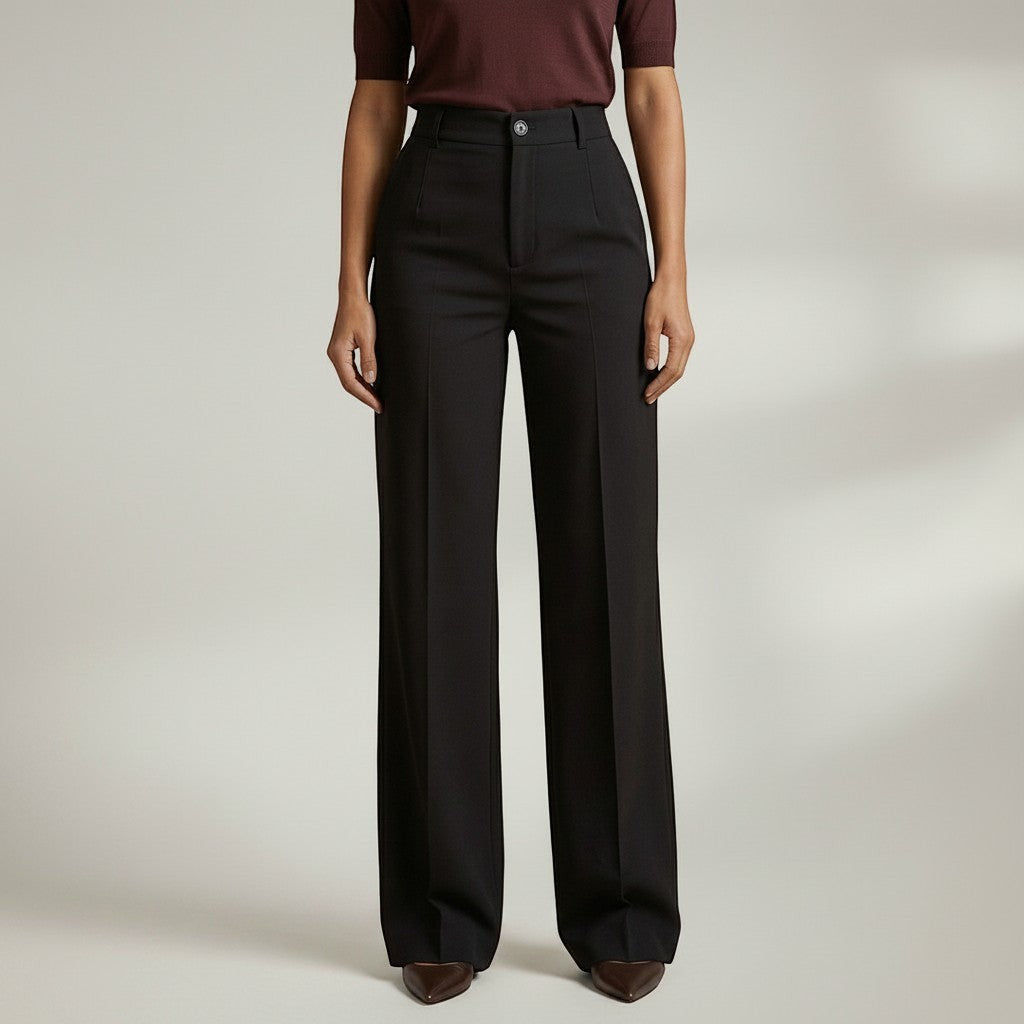 Elegant High Waist Trousers | Wide Leg Pants with Flattering Fit | Sophisticated Style for Any Occasion 10