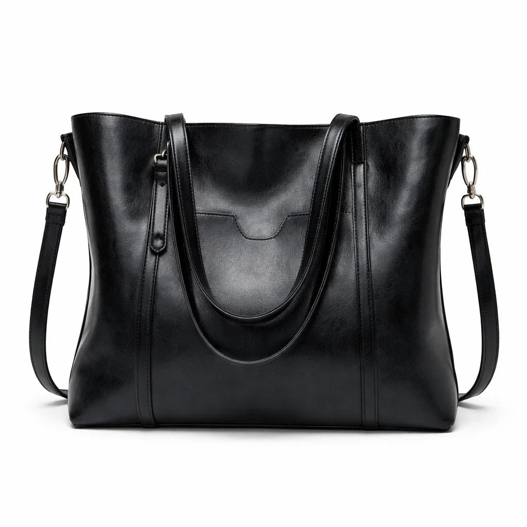 Women's Durable Faux Leather Tote Bag | Spacious Cognac Everyday Handbag 8