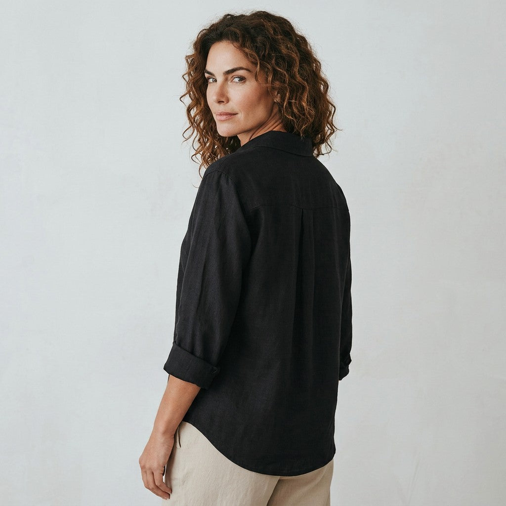 Women's Linen-Cotton Blend Shirt | Breathable Relaxed Summer Blouse 6