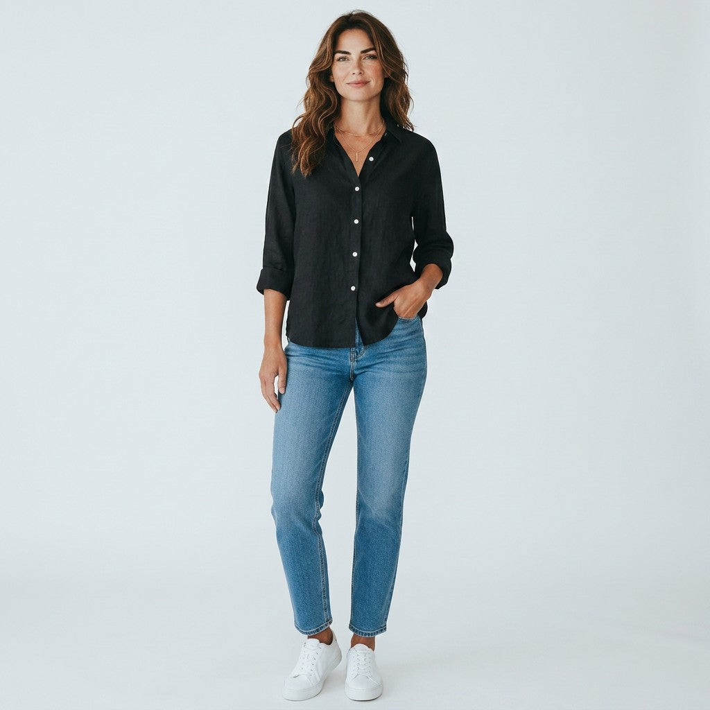 Women's Linen-Cotton Blend Shirt | Breathable Relaxed Summer Blouse 5