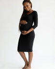 Women's Soft Stretch Maternity Dress | Elegant Midi Baby Shower Outfit 1