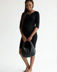 Women's Soft Stretch Maternity Dress | Elegant Midi Baby Shower Outfit 2