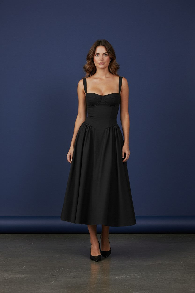 Sophia Collection | White Midi Dress with Adjustable Straps | Elegant Design for Flattering Fit 6