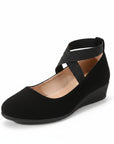Women's Soft Suede Black Ballet Flats | Elegant Wedge Slip-On Shoes 3
