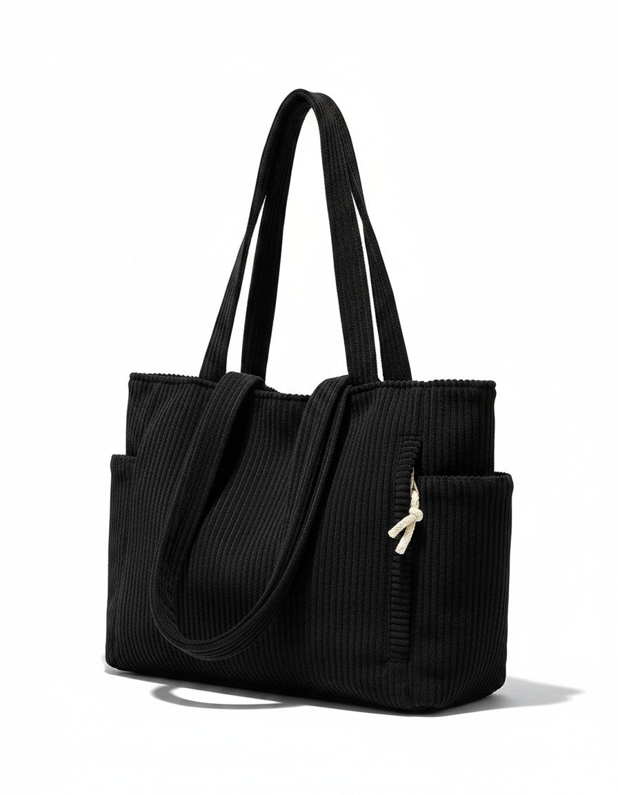 Women's Soft Corduroy Tote Bag | Spacious Ribbed Everyday Handbag 5
