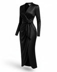 Women's Luxurious Satin Midi Dress | Elegant Wrap Style with V-Neckline 9