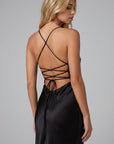 Women's Luxurious Satin Maxi Dress | Elegant Lace-Up Back Evening Gown 2