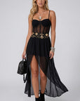 Women's Sheer Chiffon Maxi Dress | Elegant Corset Bodice Evening Gown 1