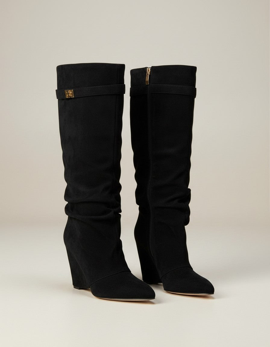 Maya | Chic Slouchy Black Knee High Boots for Women with Hidden Heel 1