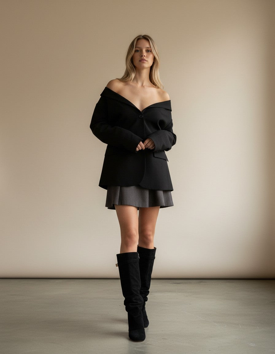 Maya | Chic Slouchy Black Knee High Boots for Women with Hidden Heel 4