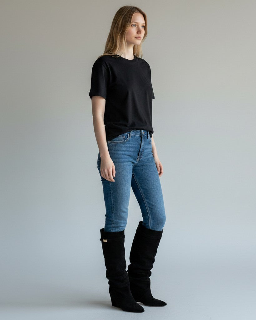 Maya | Chic Slouchy Black Knee High Boots for Women with Hidden Heel 7