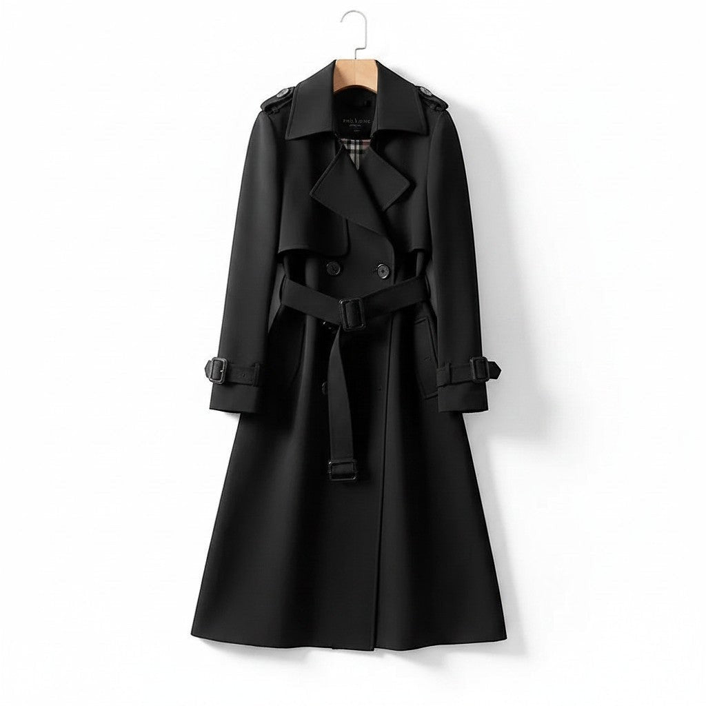 Women's Classic Cotton Blend Trench Coat | Elegant Double-Breasted Outerwear 3