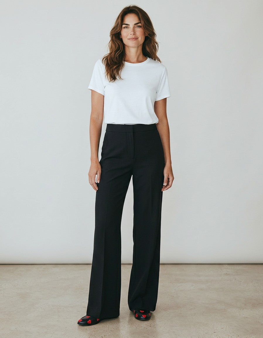 Women's Premium Blend Wide Leg Trousers | Elegant High-Waisted Pants 1