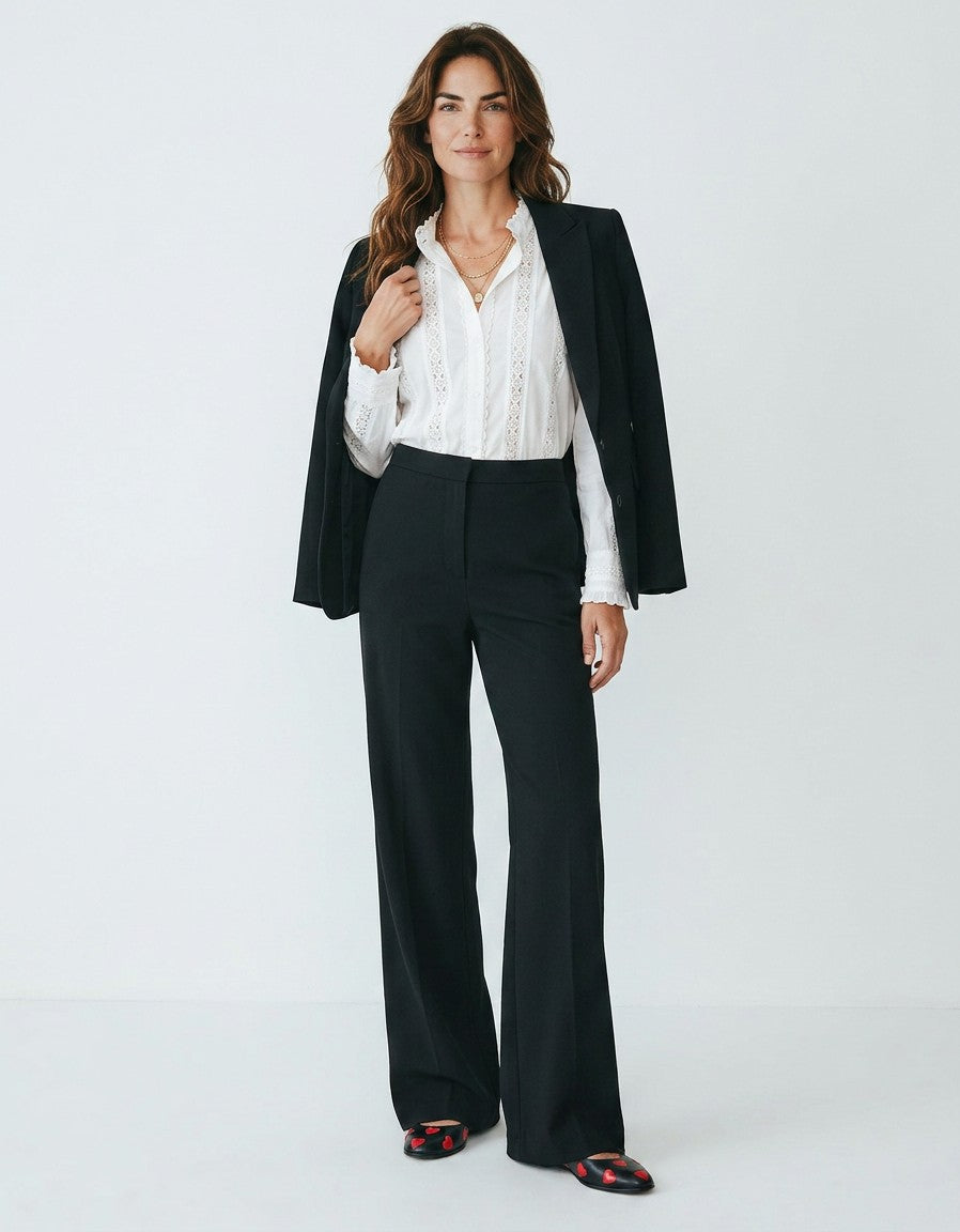Women's Premium Blend Wide Leg Trousers | Elegant High-Waisted Pants 2