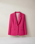 Silvorne blazer rosa de manga larga con un solo botón y cuello de muesca, para oficina.