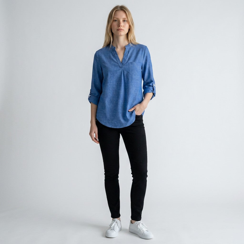 Women's Lightweight Linen Blouse | Elegant V-Neck Long Sleeve Summer Top 6