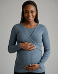 Women's Soft Cotton Maternity Midi Dress | Comfortable Long Sleeve Nursing Dress 9