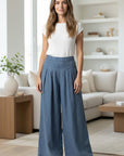 Women's Linen Blend Wide Leg Trousers | Elegant High-Waisted Pants 4
