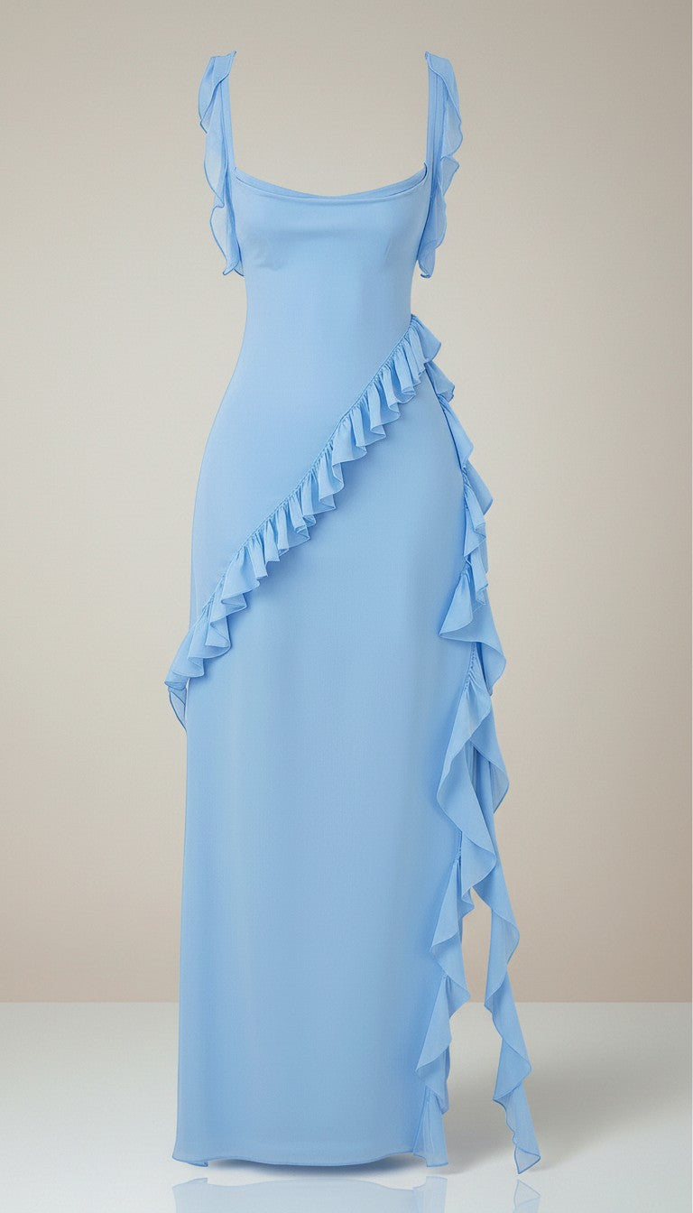 Women's Lightweight Ruffled Maxi Dress | Elegant Floor-Length Evening Gown 8