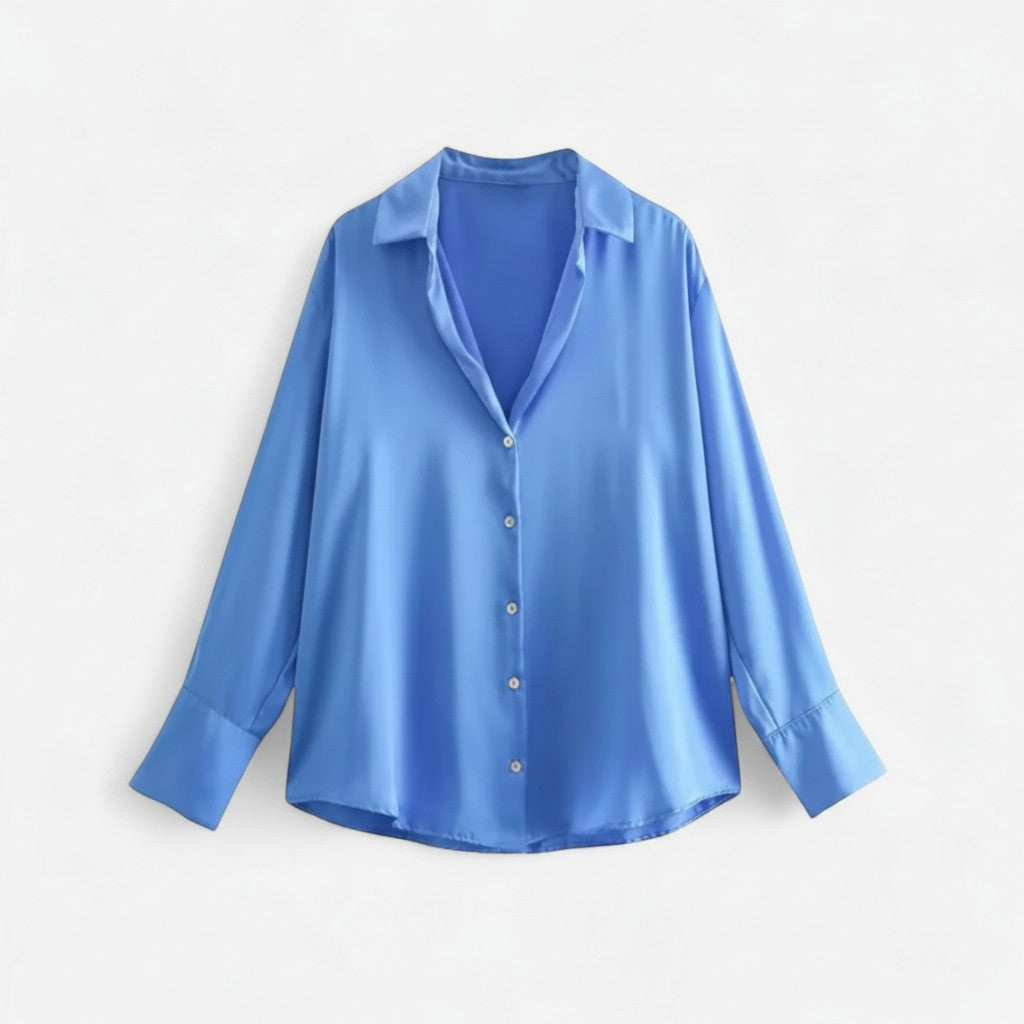 Women's Classic Cotton Blend Blouse | Timeless Long Sleeve Top for Effortless Style 5