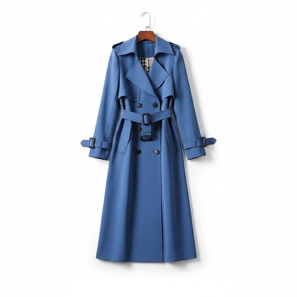 Women's Classic Cotton Blend Trench Coat | Elegant Double-Breasted Outerwear 5
