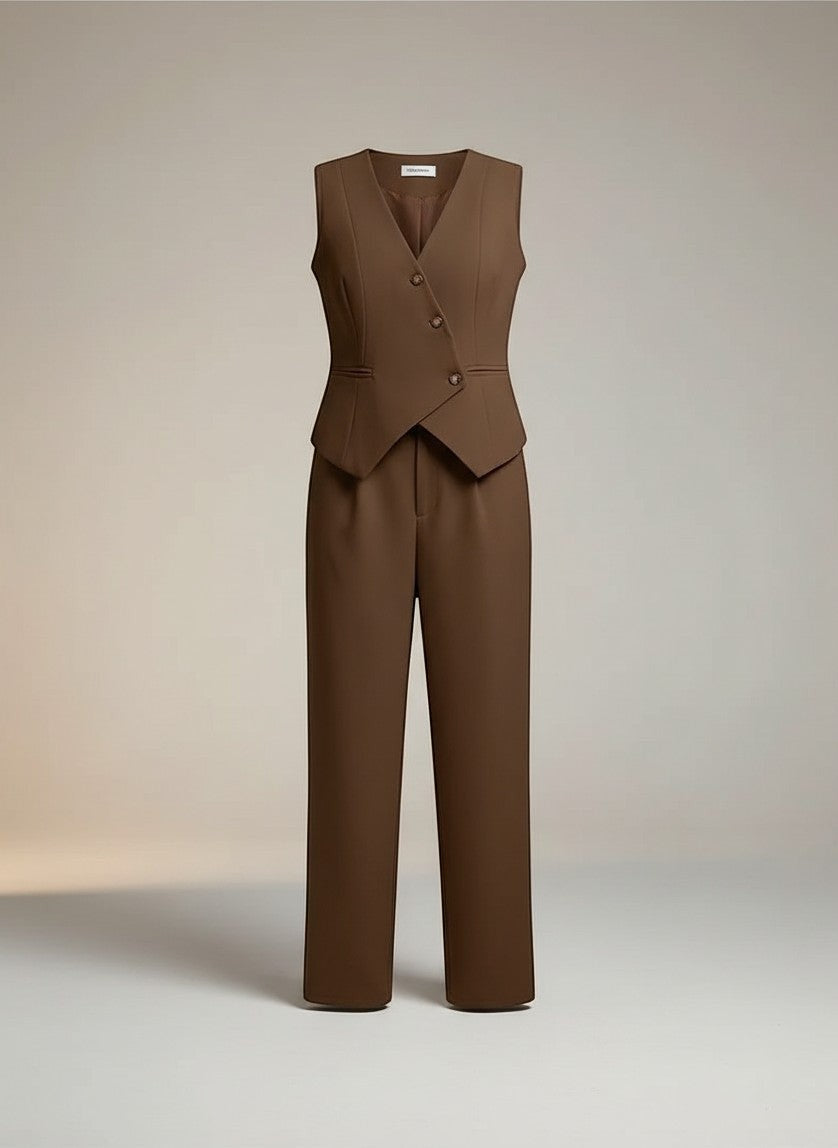 Mia Co Ord Set Women | Stylish Structured Vest &amp; Wide-Leg Trousers for Versatile Day-to-Night Wear 3
