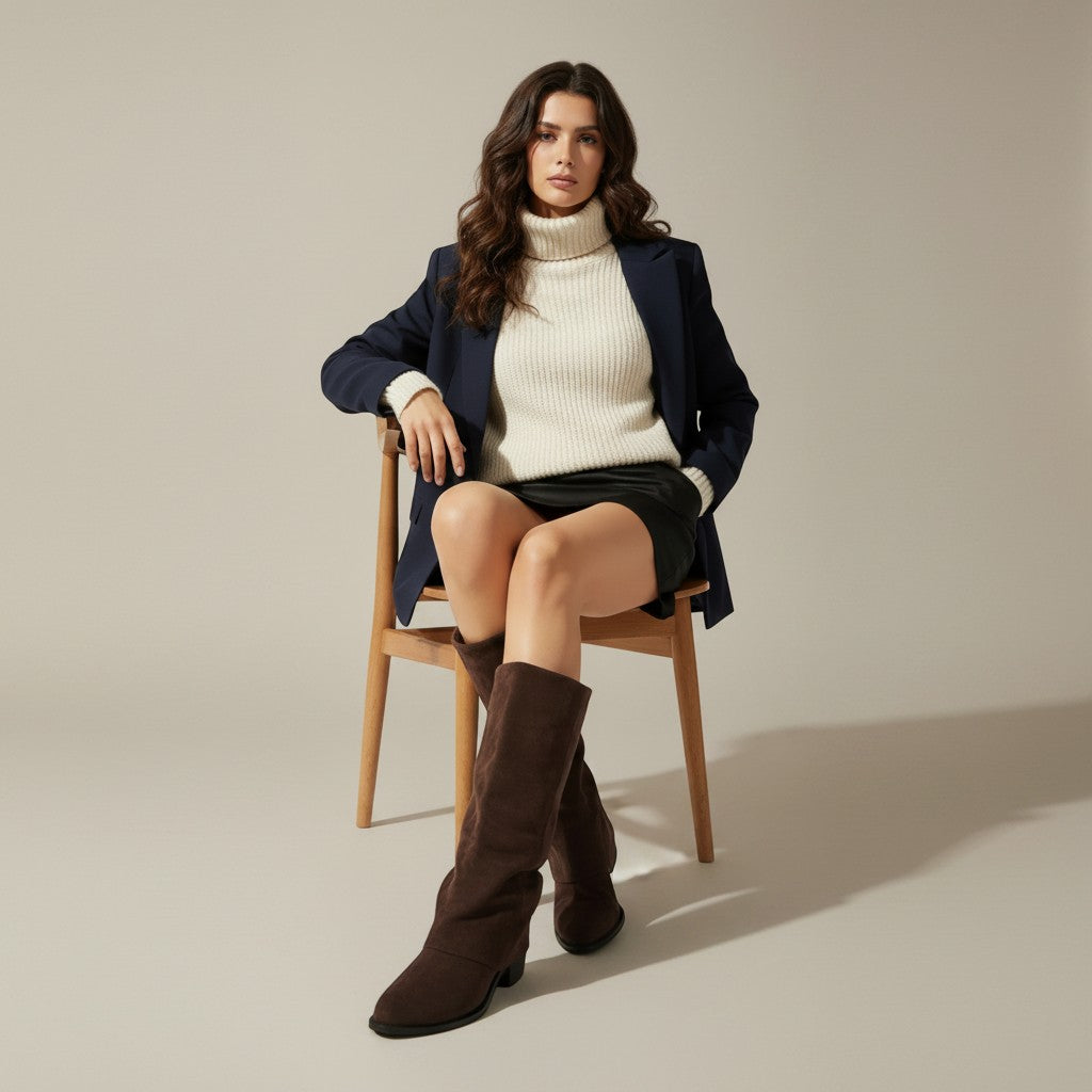 Emma | Elegant Chunky Heel Knee High Boots 3