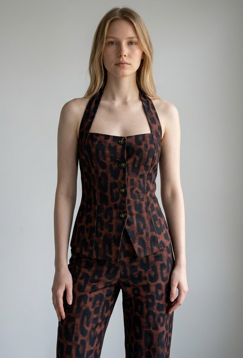 Women's Premium Leopard Print Halter Neck Tank Top | Chic Stylish Going Out Top 1