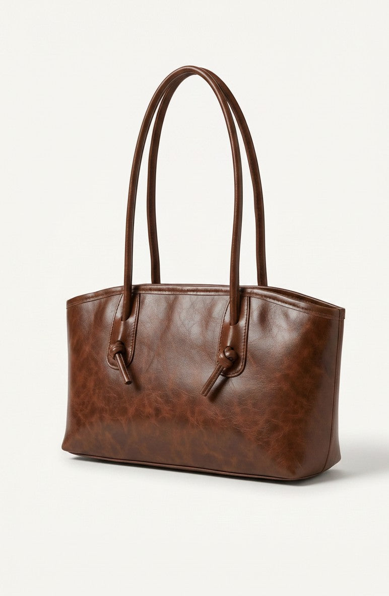 Women's Textured Faux Leather Tote Bag | Stylish Off-White Everyday Handbag 7