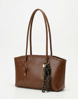 Women's Textured Faux Leather Tote Bag | Stylish Off-White Everyday Handbag 8