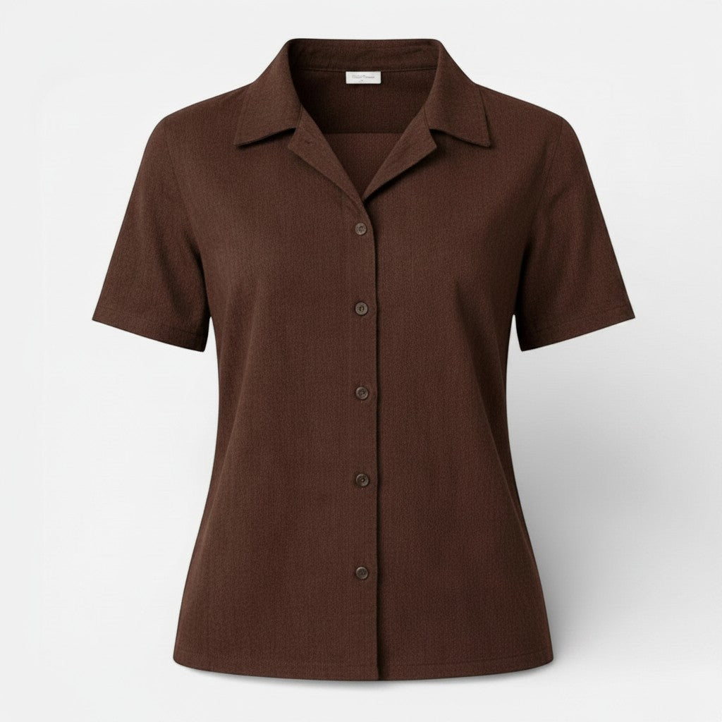 Women's Classic Cotton Button-Up Shirt | Elegant Short Sleeve Summer Blouse 4
