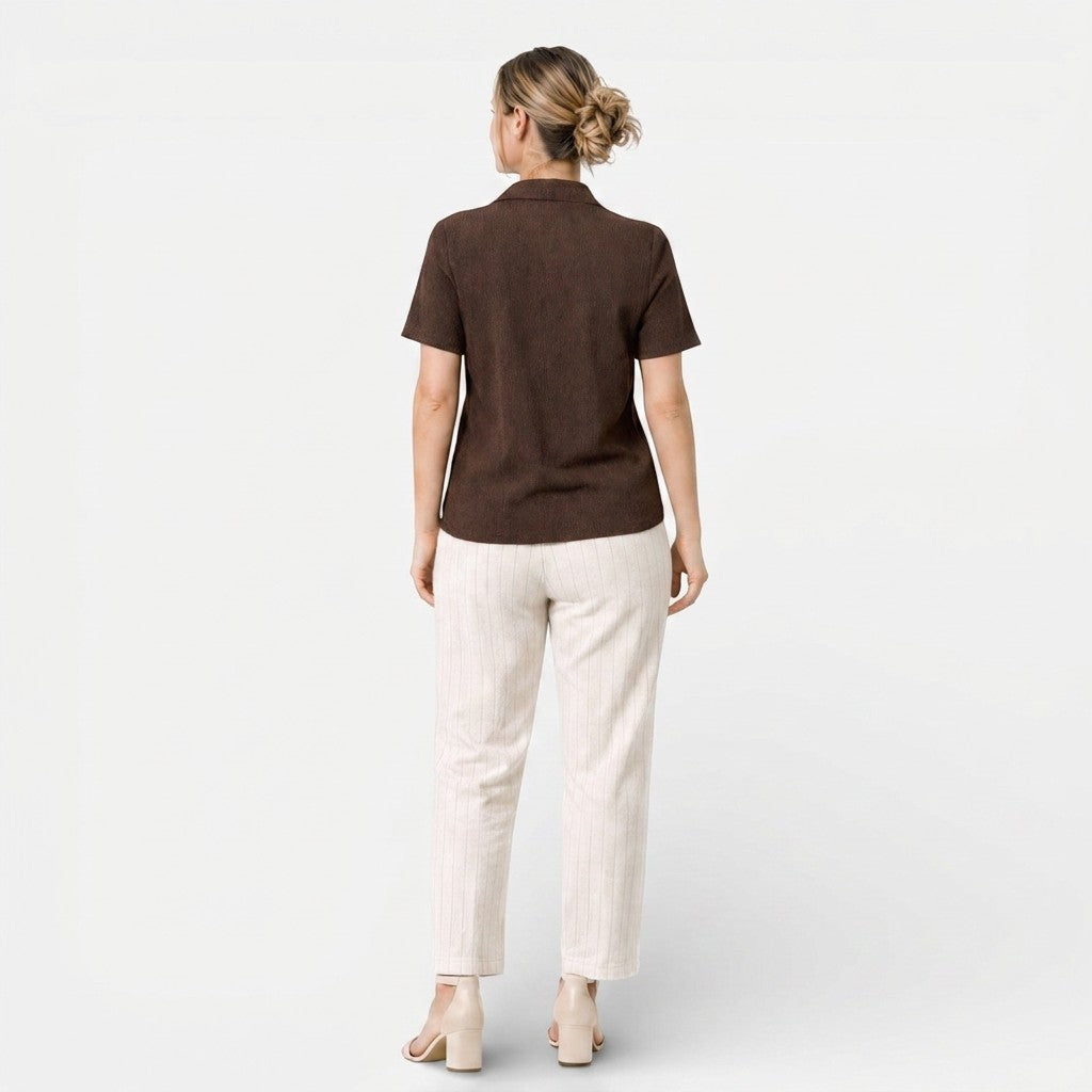 Women's Classic Cotton Button-Up Shirt | Elegant Short Sleeve Summer Blouse 3