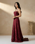 Elegant Backless Jacquard Maxi Dress with Flattering Cowl Neckline | Long Dress for Sophisticated Style 2