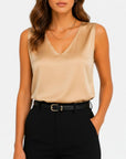 Women's Satin Blouse | Elegant Sleeveless V-Neck Top for Timeless Sophistication 4