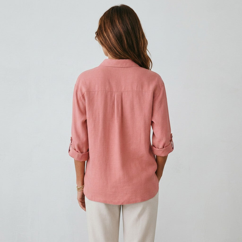 Women's Linen-Cotton Blend Shirt | Breathable Relaxed Summer Blouse 2