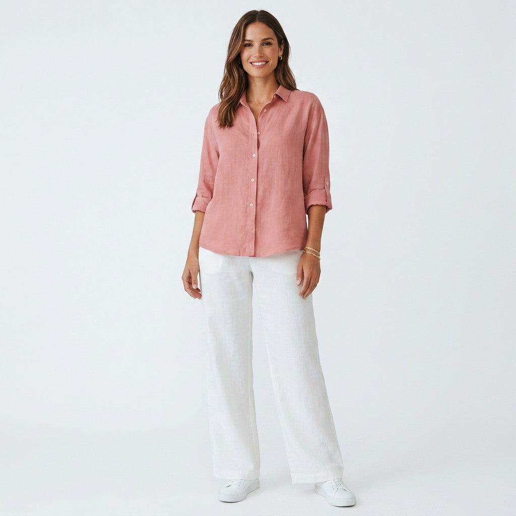 Women's Linen-Cotton Blend Shirt | Breathable Relaxed Summer Blouse 7