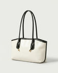 Women's Textured Faux Leather Tote Bag | Stylish Off-White Everyday Handbag 3