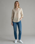 Women's Lightweight Linen Blouse | Elegant V-Neck Long Sleeve Summer Top 5