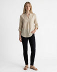 Women's Lightweight Linen Blouse | Elegant V-Neck Long Sleeve Summer Top 1