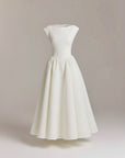 Elegant Midi Dress with Cap Sleeves & Open Back Design for Timeless Style 3