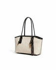 Women's Textured Faux Leather Tote Bag | Stylish Off-White Everyday Handbag 2