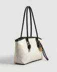 Women's Textured Faux Leather Tote Bag | Stylish Off-White Everyday Handbag 4