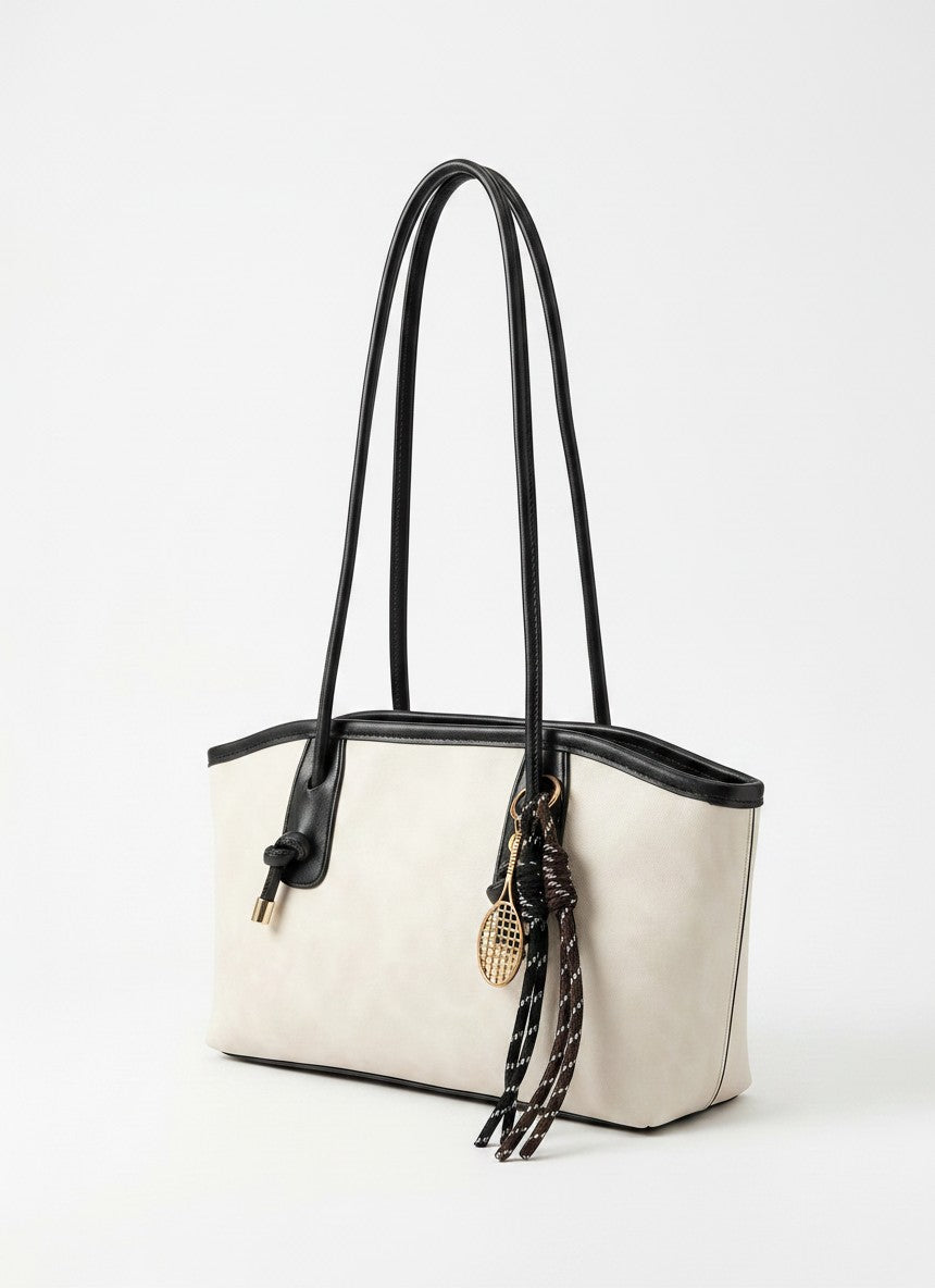 Women's Textured Faux Leather Tote Bag | Stylish Off-White Everyday Handbag 9