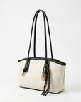 Women's Textured Faux Leather Tote Bag | Stylish Off-White Everyday Handbag 9