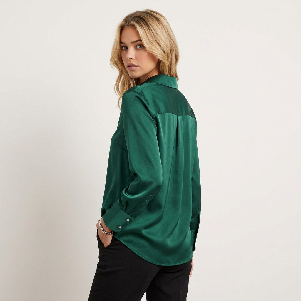 Women's Classic Cotton Blend Blouse | Timeless Long Sleeve Top for Effortless Style 2