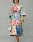 Women's Floral Wrap Dress | Elegant Kimono Sleeve Midi Dress 3